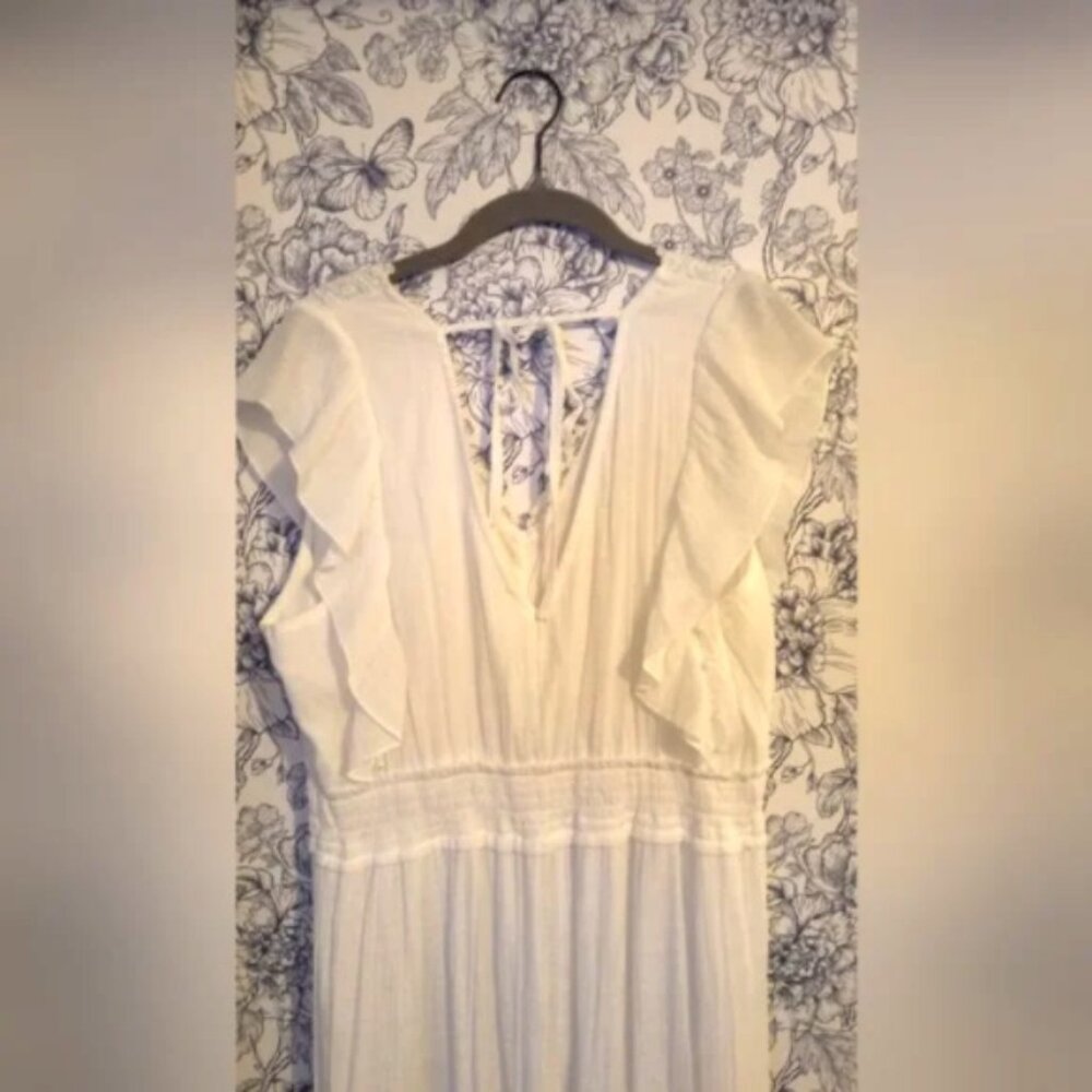 BOGO Boho White Ruffle Dress